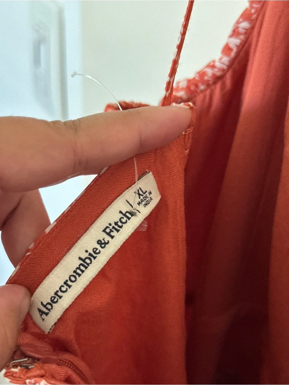 Abercrombie & Fitch Coral Floral ruched Chiffon Midi Dress Slit Size XL